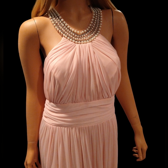 Juno Pink Long Jeweled Top Formal Dress - Picture 3 of 12